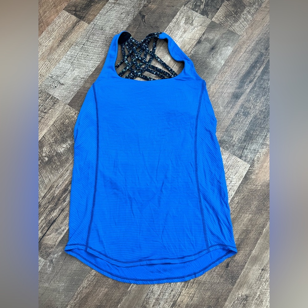 Lululemon Heathered Light Royal Blue Tank Top with Sports Bra